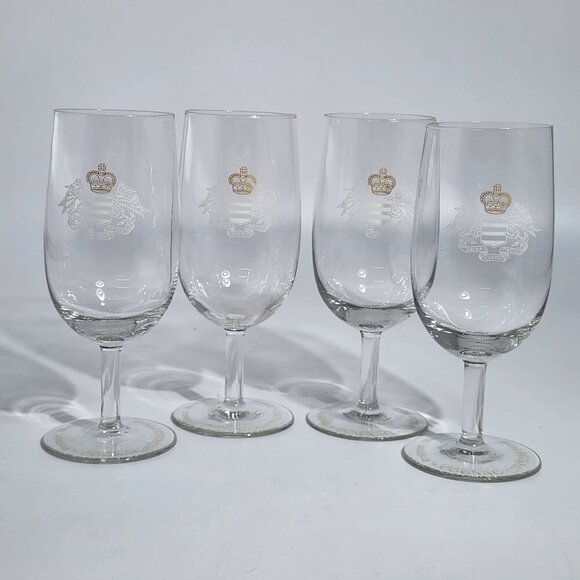 Prince Hubert De Polignac Cognac Etched Stemmed Glasses Set Of 4 VTG - Picture 5 of 8